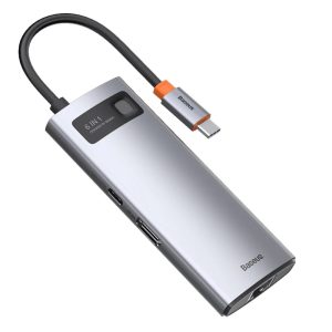 هاب شش پورت بیسوس Baseus Metal Gleam 6 in 1 Multifunctional Type-C HUB CAHUB-CW0G (1)