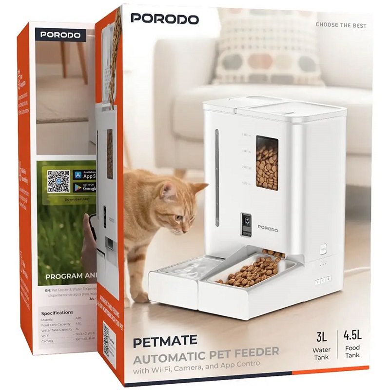 ظرف غدای هوشند حیوانات پرودو Porodo Petmate Automatic Pet Feeder PDFD035VWH (3) ظرف غدای هوشند حیوانات پرودو Porodo Petmate Automatic Pet Feeder PDFD035VWH (3)